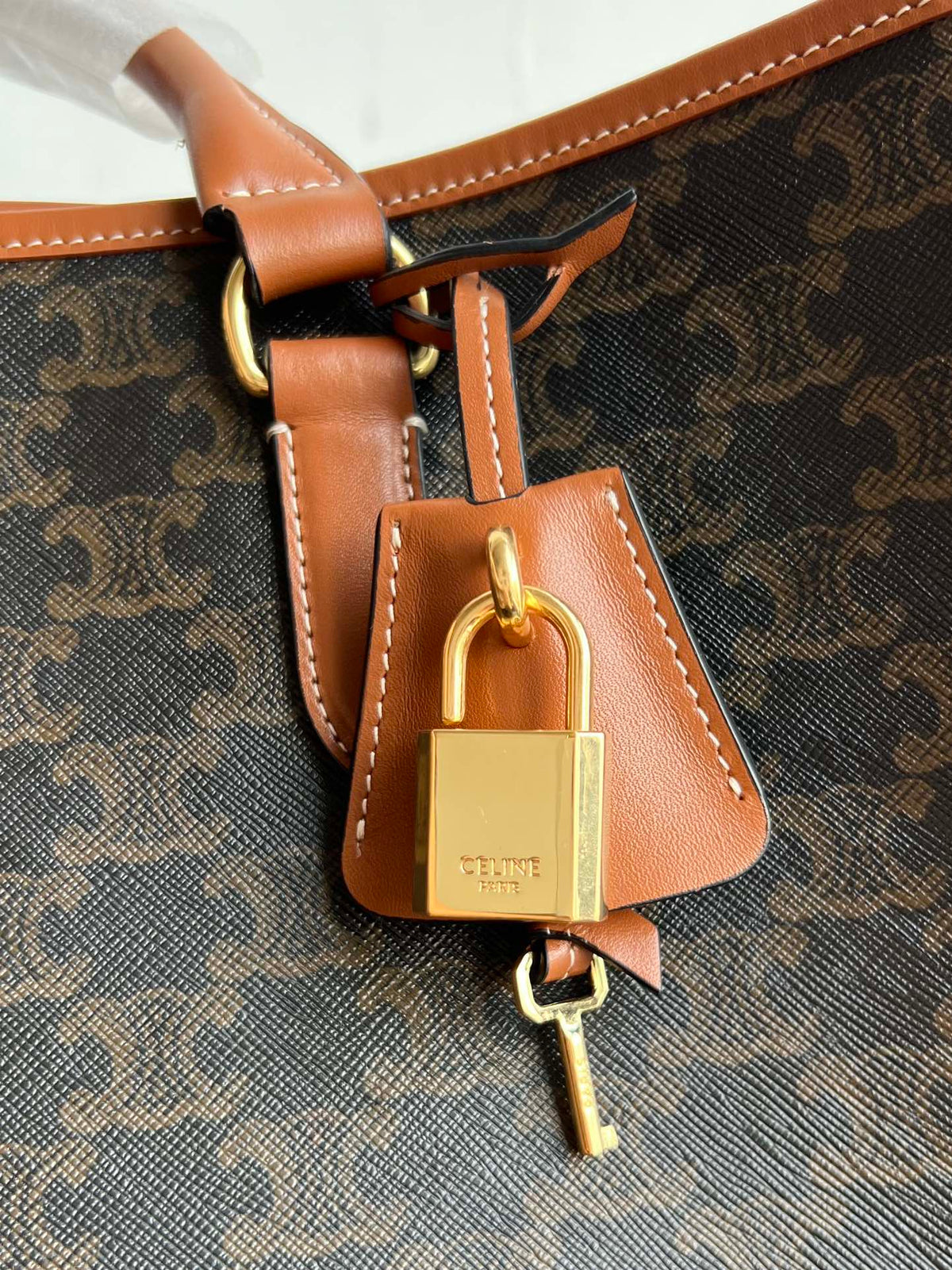Celine Triomphe Cabas 35 Black Calfskin Tote