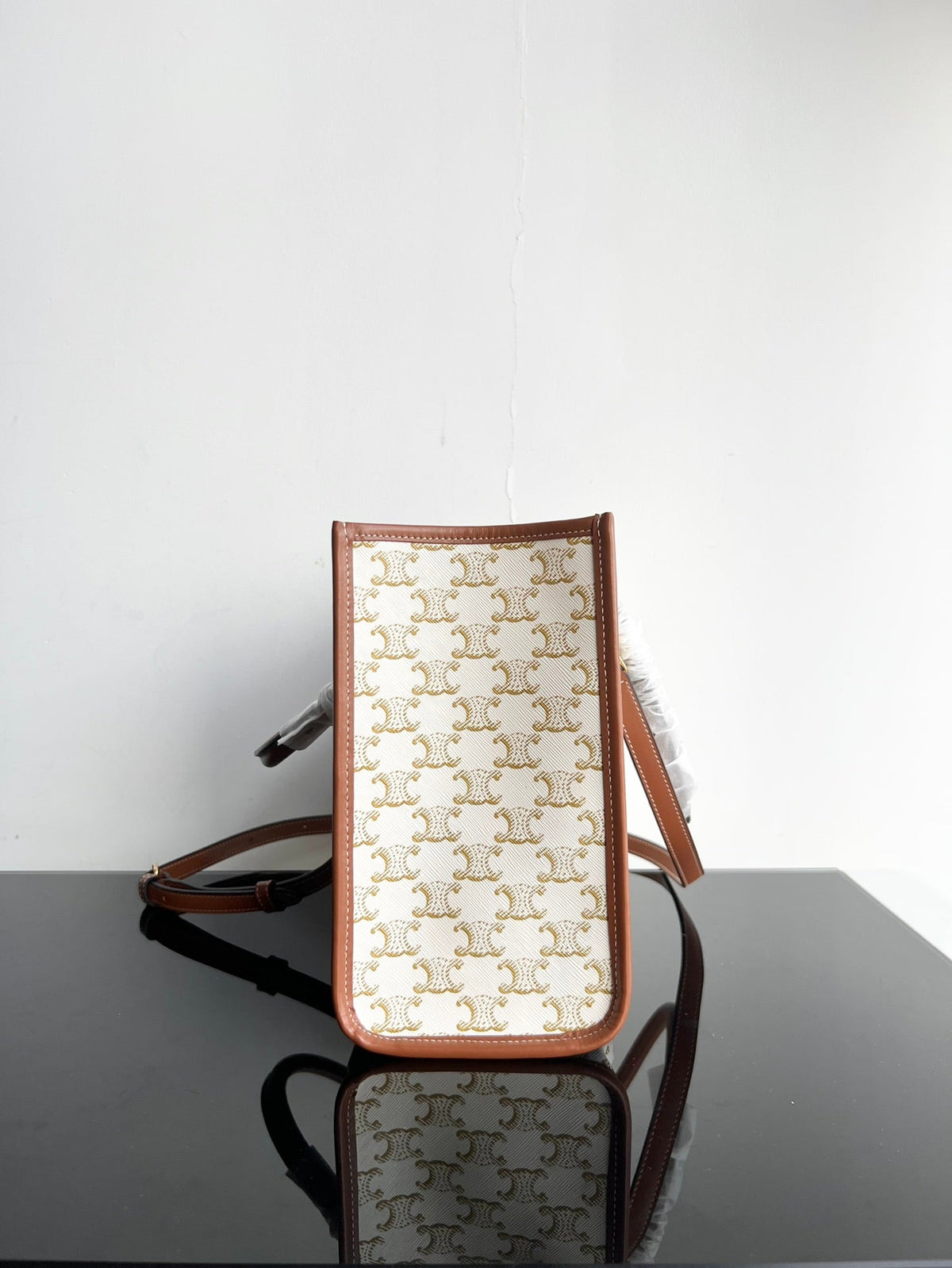 Celine Triomphe Cabas 35 White Cream Calfskin Tote