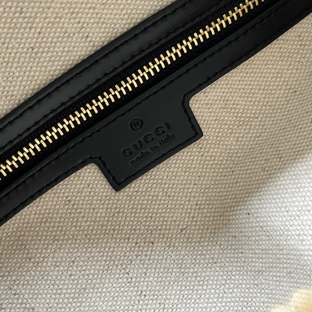 Gucci Matelassé Top Handle Bag 31 in Black Embossed Calfskin Gold Hardware