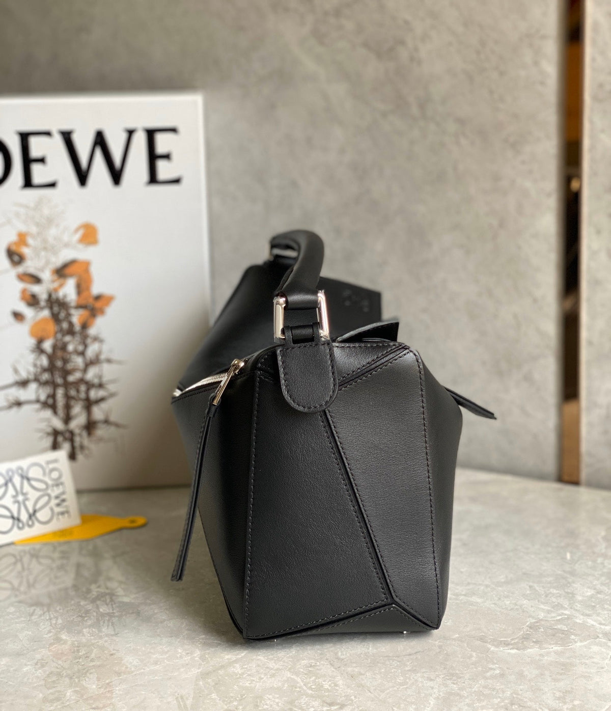 Loewe Medium 30 Puzzle Bag in Black Soft Grained Calfskin