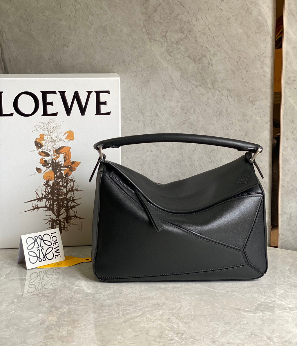 Loewe Medium 30 Puzzle Bag in Black Soft Grained Calfskin