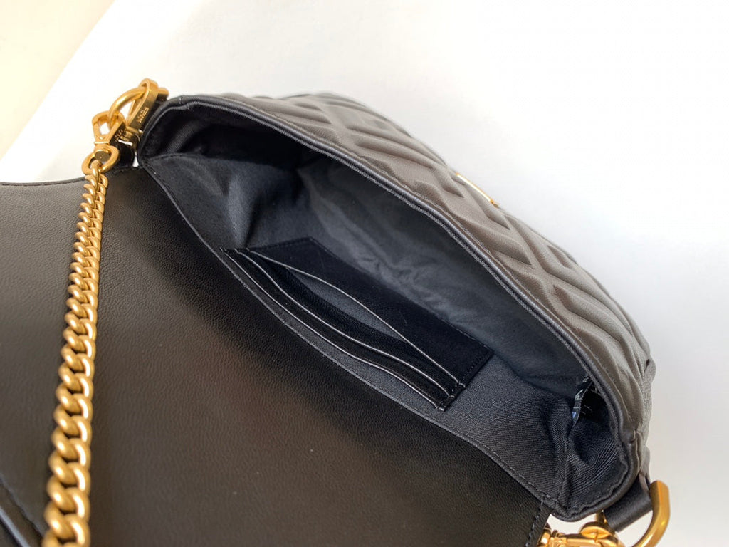 Mini Baguette Bag 20 with Ff Motif Black Leather Ghw