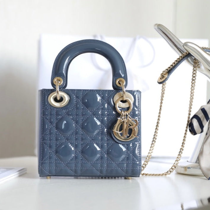 Dior Lady 17 in Sky Aegean Blue with Cannage Pattern Bag