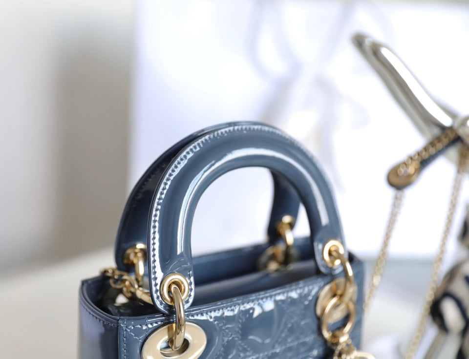 Dior Lady 17 in Sky Aegean Blue with Cannage Pattern Bag