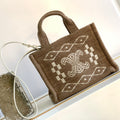 Celine Triomphe 26 Fabric Brown White Bag