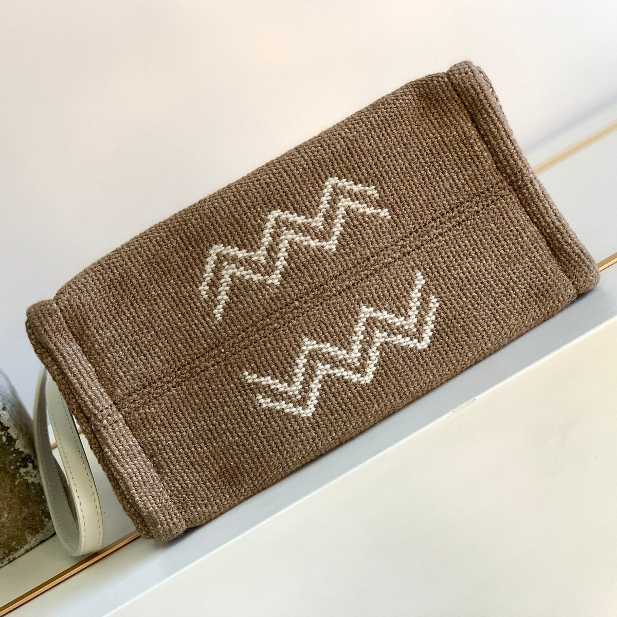 Celine Triomphe 26 Fabric Brown White Bag