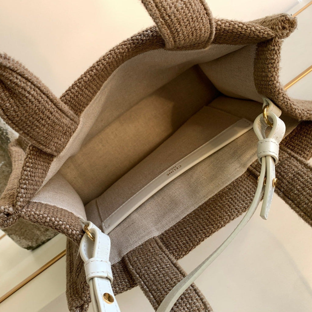 Celine Triomphe 26 Fabric Brown White Bag