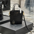 Saint Laurent Mini Toy Shopping 18 in Crocodile-Embossed Black Calfskin Bag