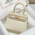 Hermes Kelly Mini 20 Bag in White Calfskin with Gold Hardware