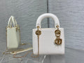 Dior Mini Lady 17 Bag in White Embossed Lambskin with Golden Clasp