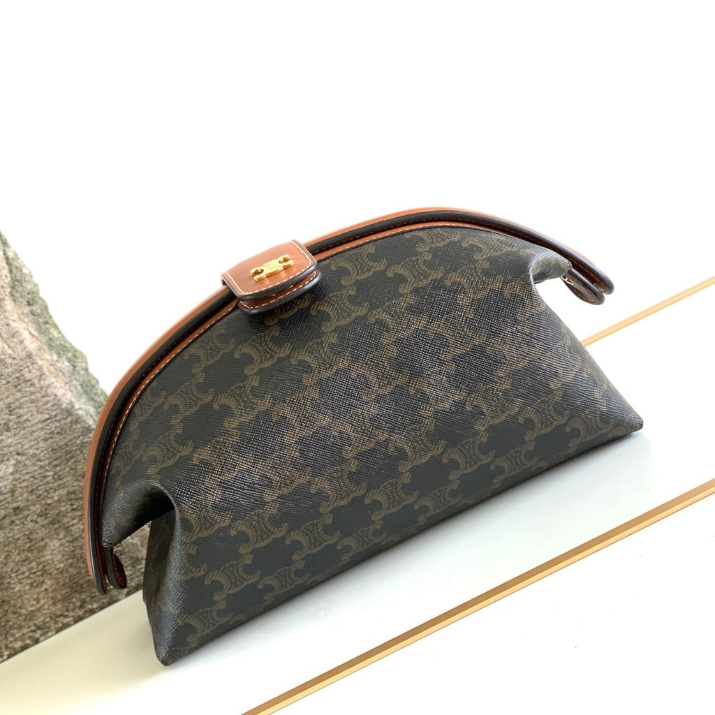 Celine Triomphe 24 Black Pattern Printed Calfskin Bag