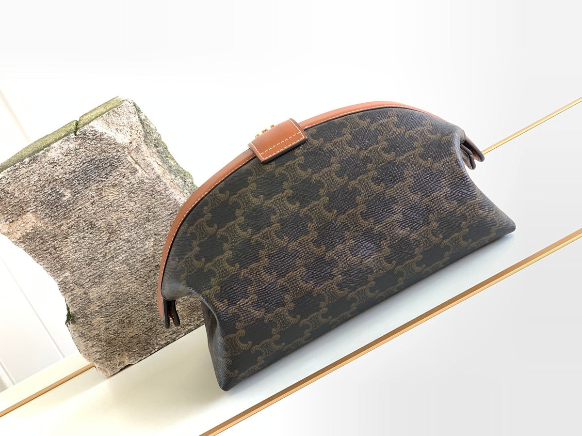 Celine Triomphe 24 Black Pattern Printed Calfskin Bag