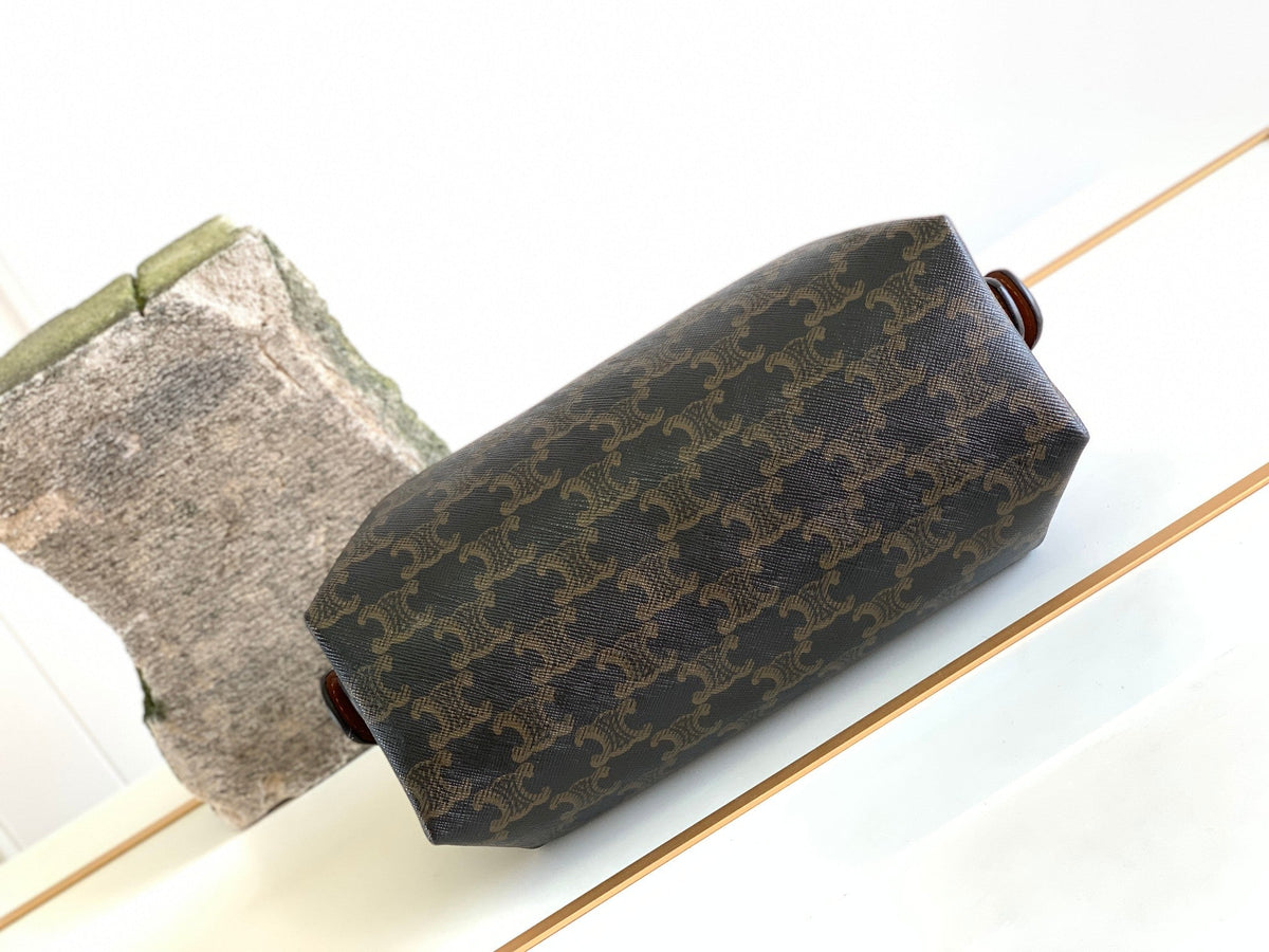Celine Triomphe 24 Black Pattern Printed Calfskin Bag