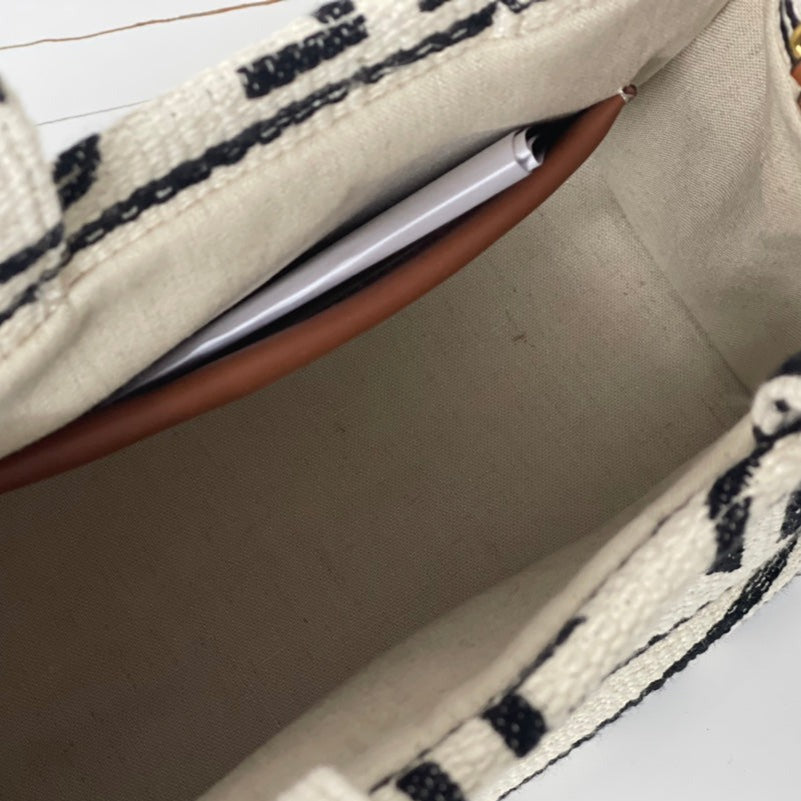 Celine Triomphe 29 Fabric White Black Bag