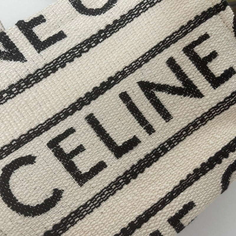 Celine Triomphe 29 Fabric White Black Bag
