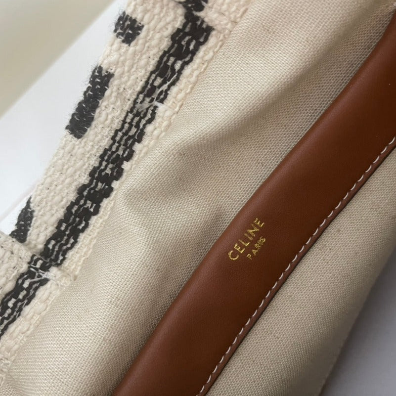 Celine Triomphe 29 Fabric White Black Bag