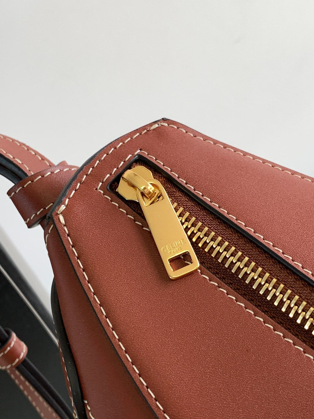 Celine Triomphe Classic 25 White Brown Calfskin Bag