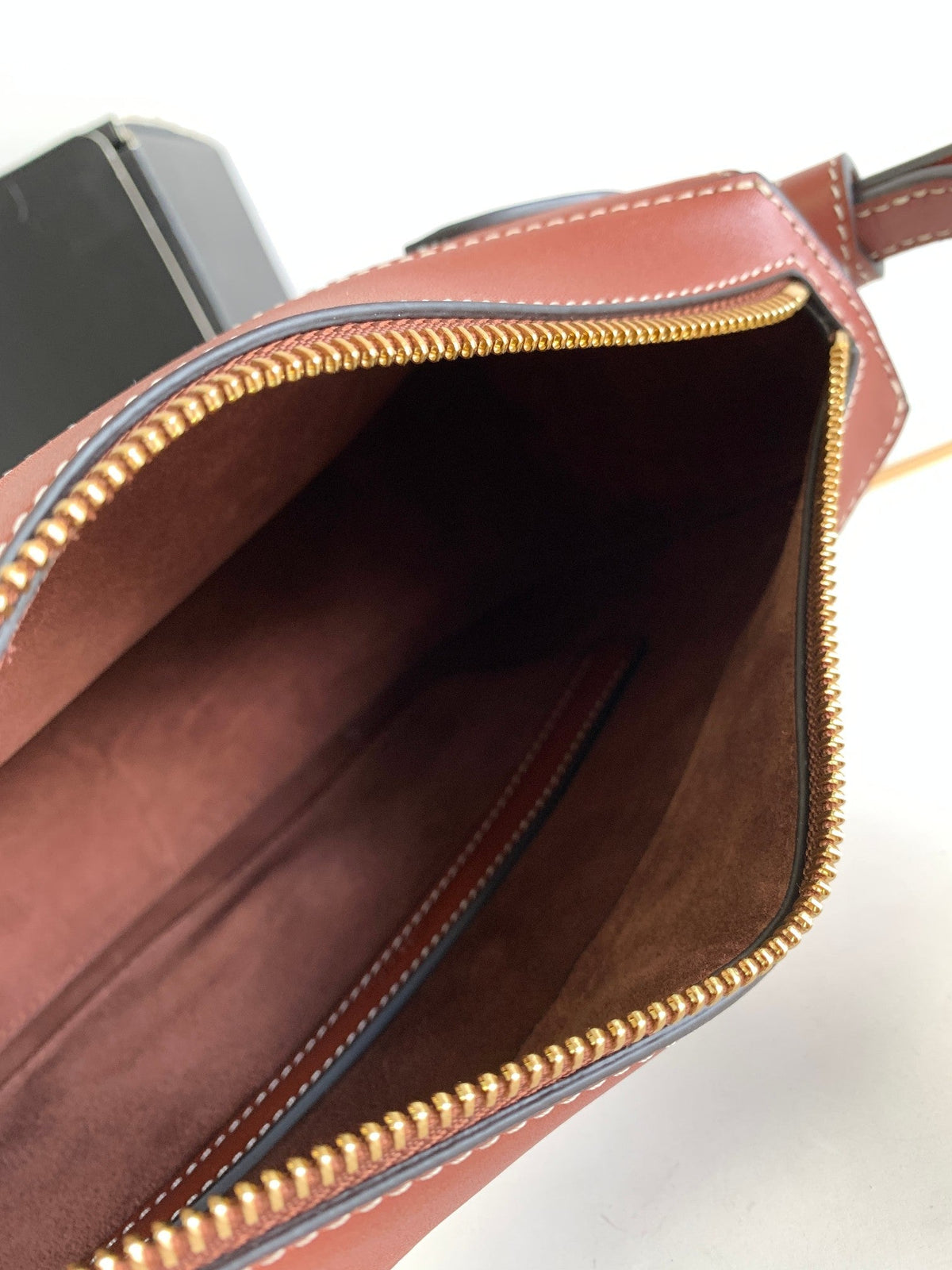Celine Triomphe Classic 25 White Brown Calfskin Bag