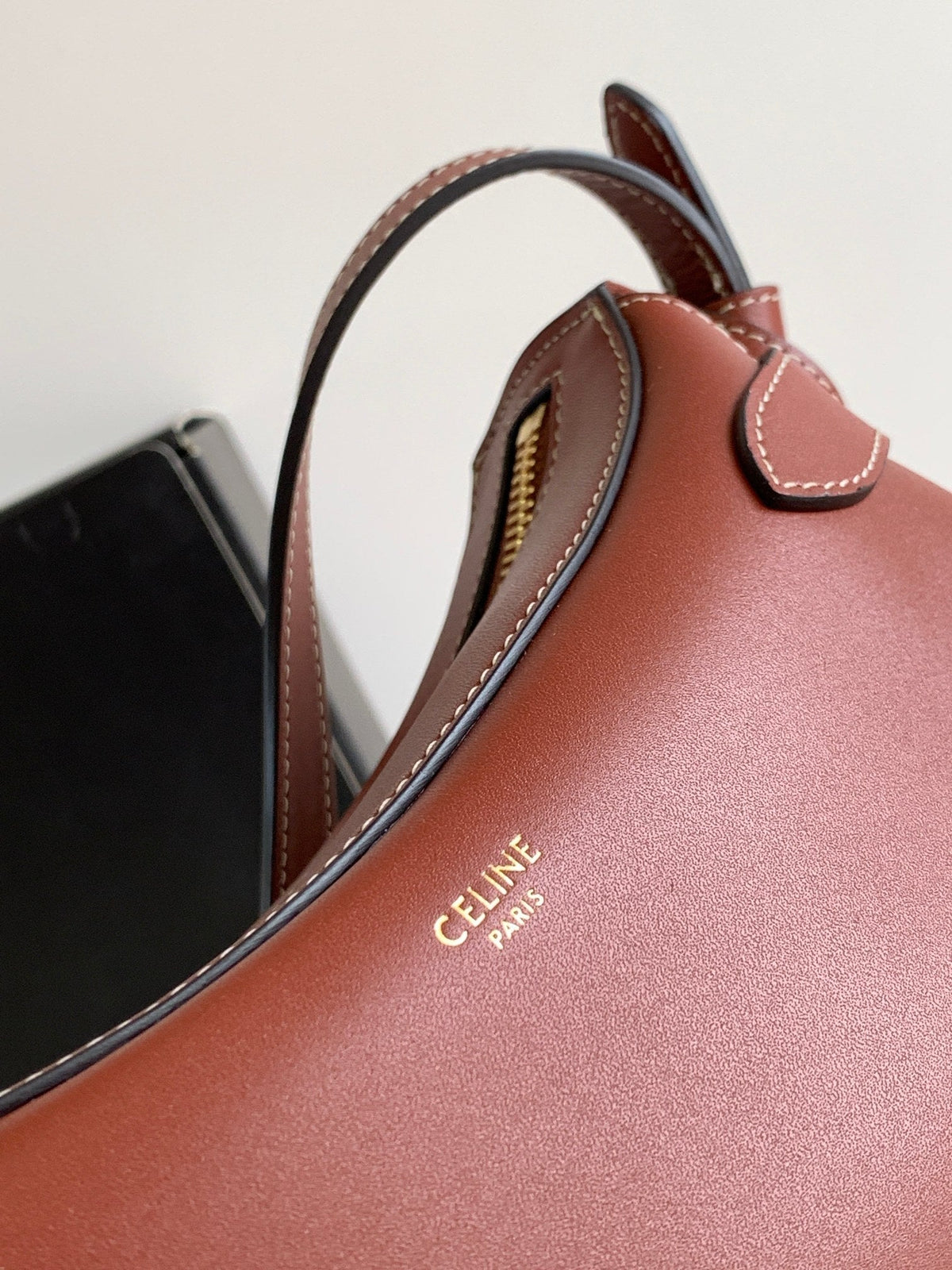 Celine Triomphe Classic 25 Cinnamon Brown Calfskin Bag