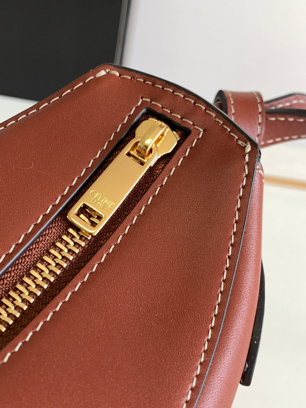 Celine Triomphe Classic 25 Cinnamon Brown Calfskin Bag