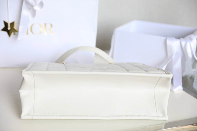 Dior Medium Tote Book 26 Bag in White Calfskin