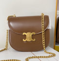 Celine Triphome 19 Saddle Bag Caramel Brown Calfskin