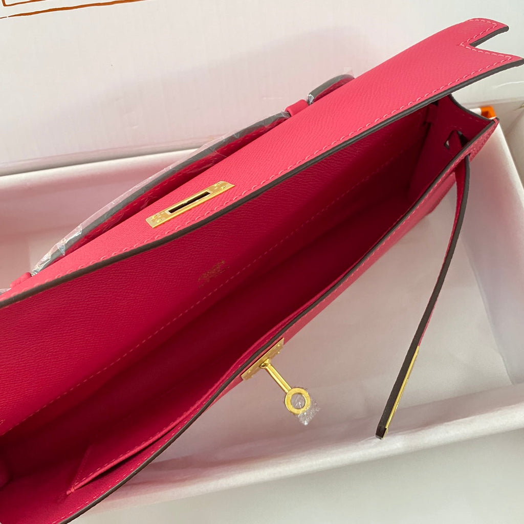 Hermes Kelly Cut 31 in Cherry Red Calfskin with Gold Hardware Bag