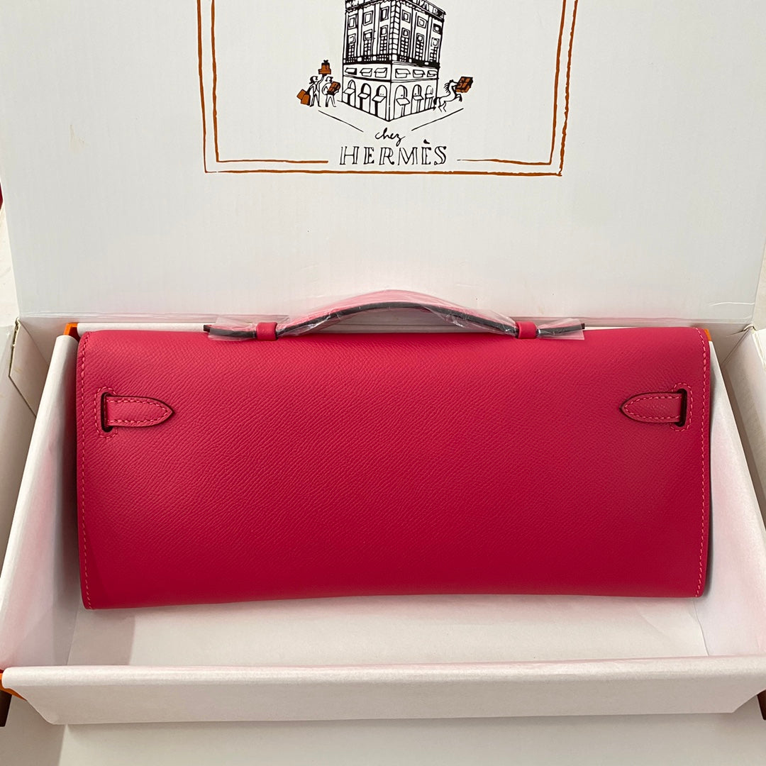 Hermes Kelly Cut 31 in Cherry Red Calfskin with Gold Hardware Bag