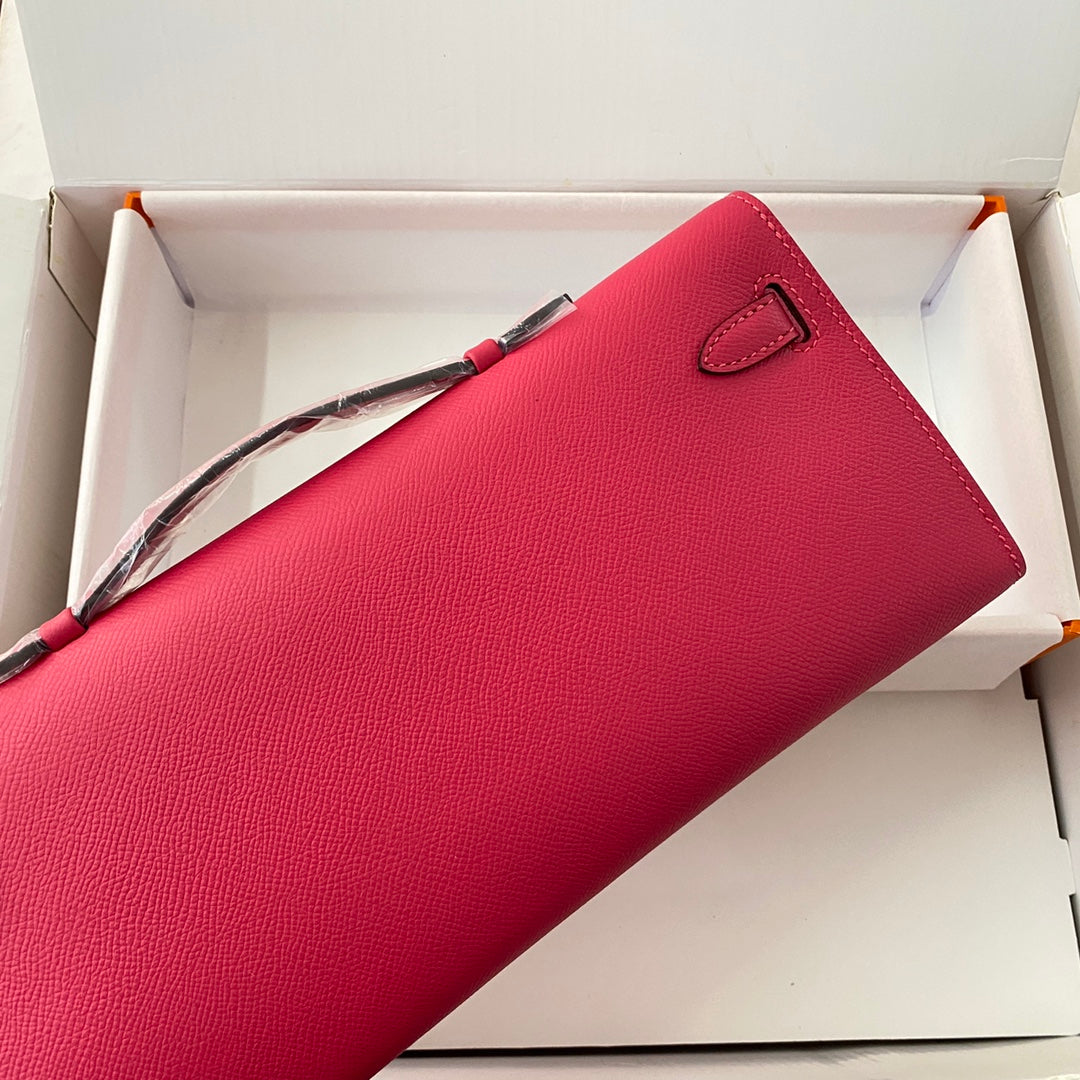 Hermes Kelly Cut 31 in Cherry Red Calfskin with Gold Hardware Bag