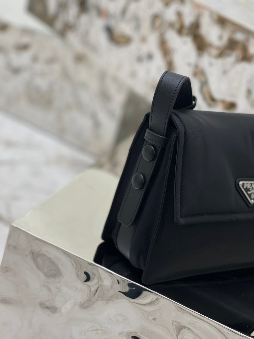 Prada Cini 23 Medium Bag in Black Re-Nylon with Strap