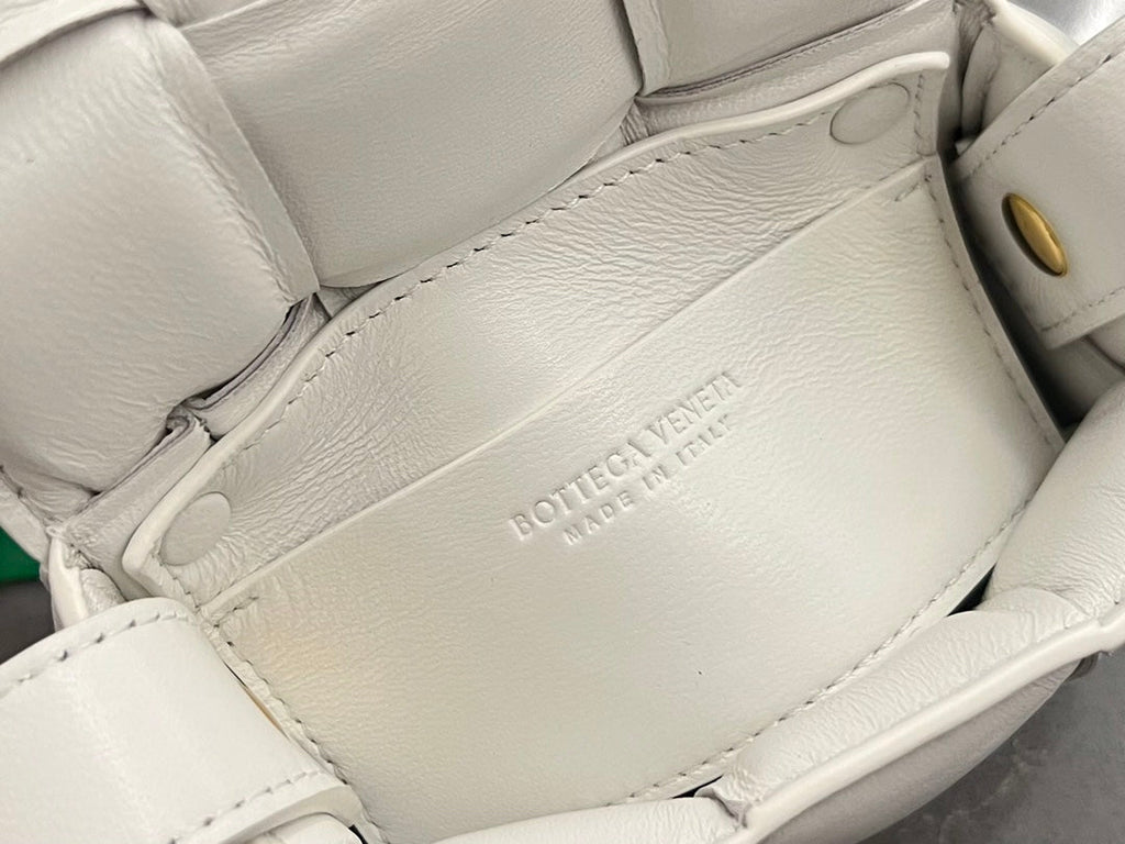 Bottega Veneta Mini Cassette 12 in White Lambskin Bag