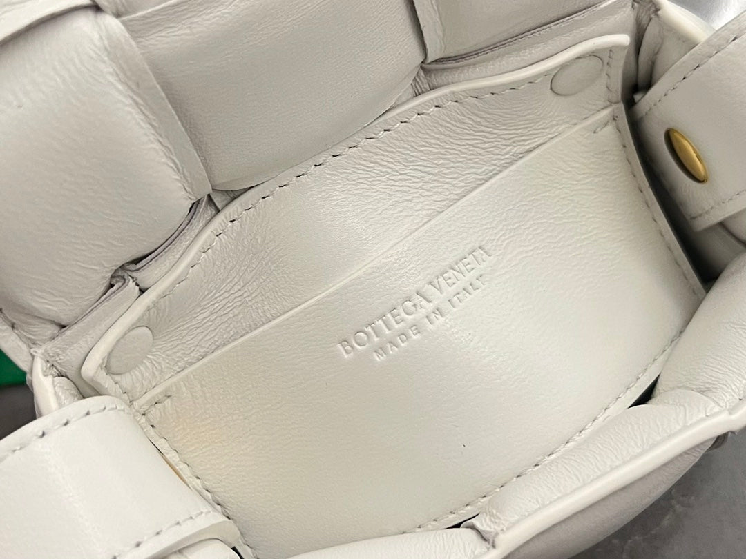 Bottega Veneta Mini Cassette 12 in White Lambskin Bag