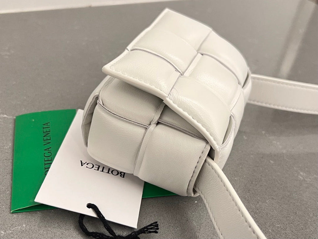 Bottega Veneta Mini Cassette 12 in White Lambskin Bag