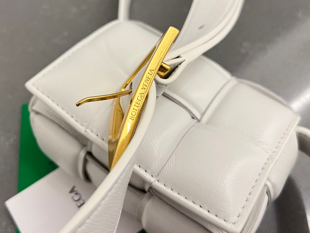 Bottega Veneta Mini Cassette 12 in White Lambskin Bag