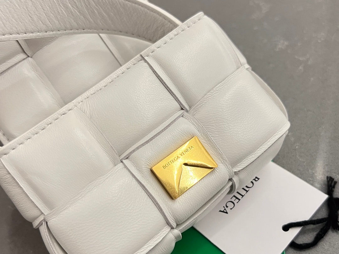 Bottega Veneta Mini Cassette 12 in White Lambskin Bag
