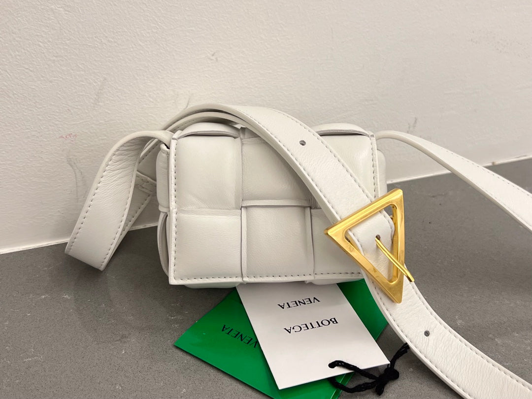 Bottega Veneta Mini Cassette 12 in White Lambskin Bag