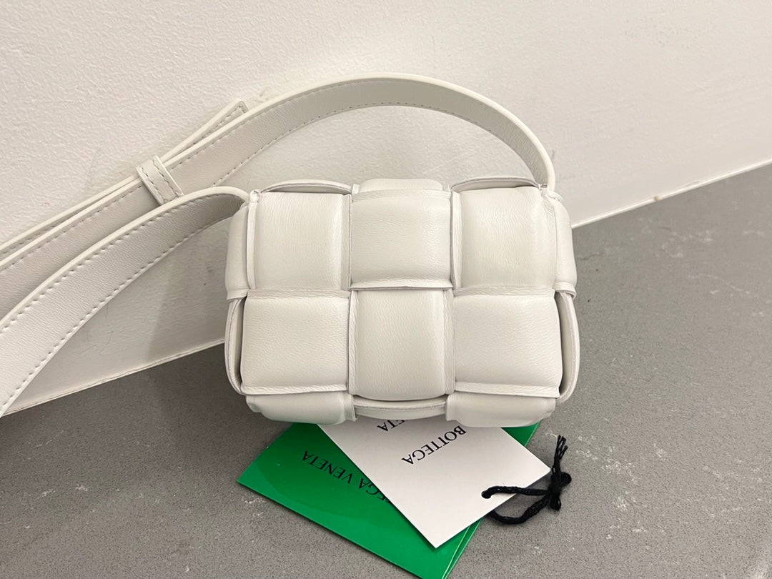 Bottega Veneta Mini Cassette 12 in White Lambskin Bag