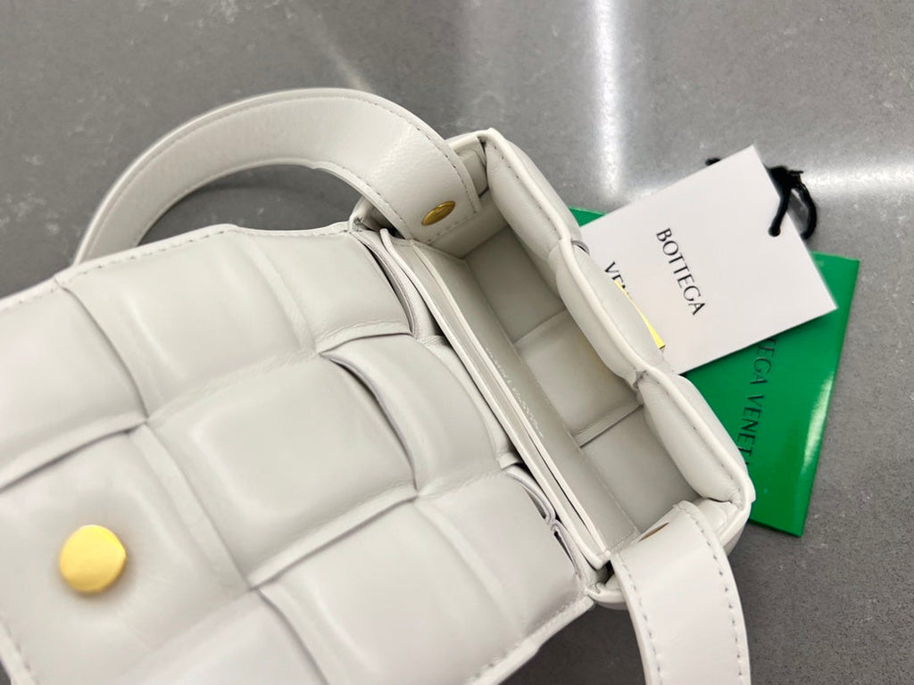 Bottega Veneta Mini Cassette 12 in White Lambskin Bag