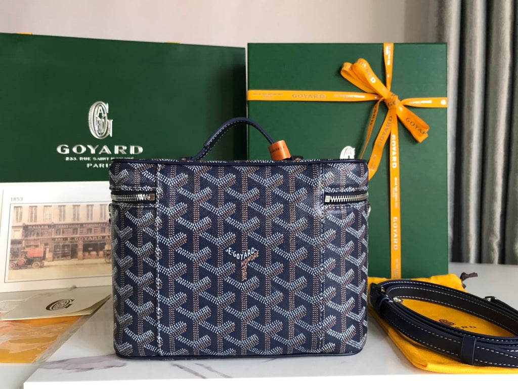 Goyard Muse Vanity Case 20 in Navy Blue Goyardine Canvas