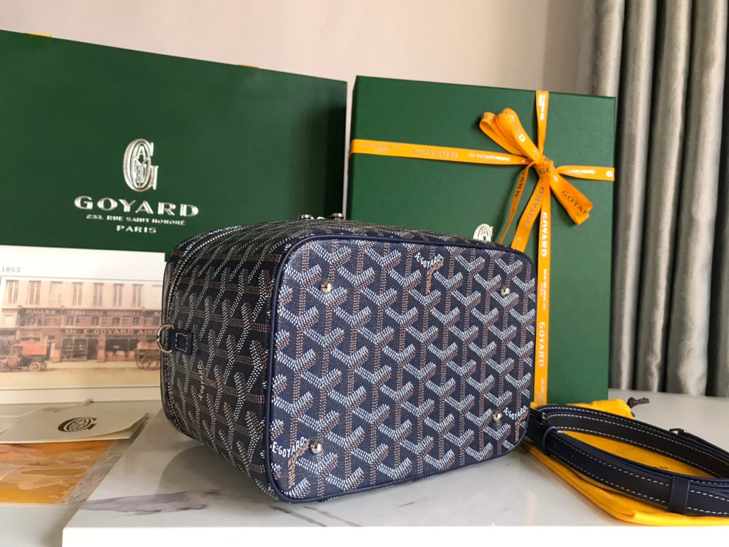 Goyard Muse Vanity Case 20 in Navy Blue Goyardine Canvas