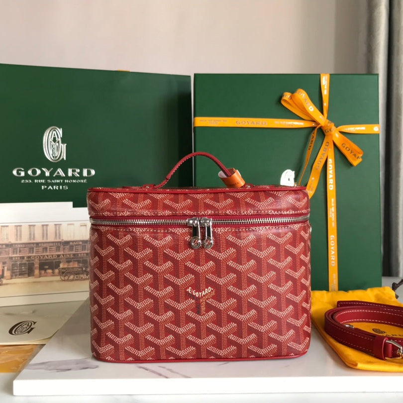 Goyard Muse Vanity Case 20 in Classic Red Goyardine Canvas