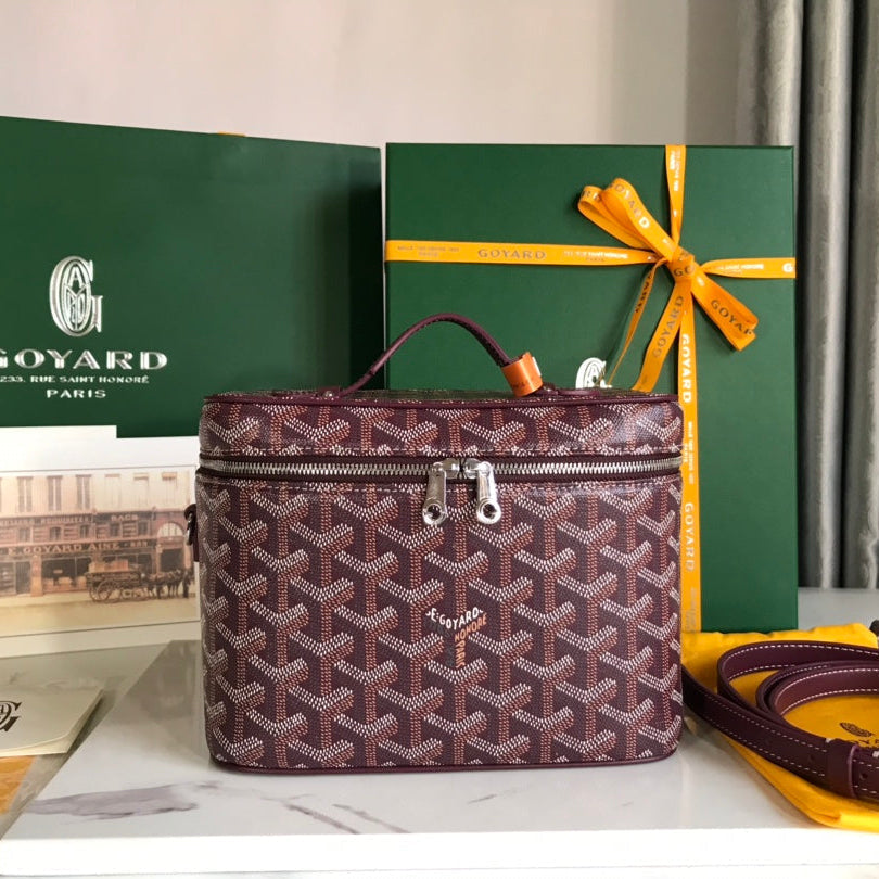 Goyard Muse Vanity Case 20 in Wine Red Goyardine Canvas