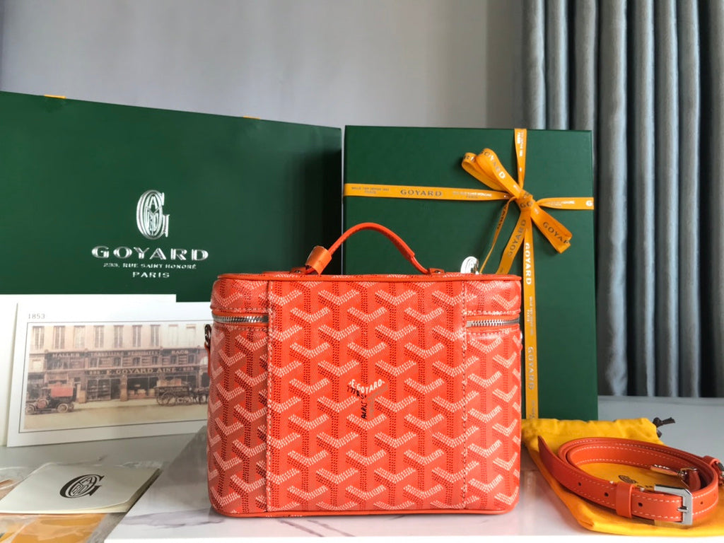 Goyard Muse Vanity Case 20 in Orange Goyardine Canvas
