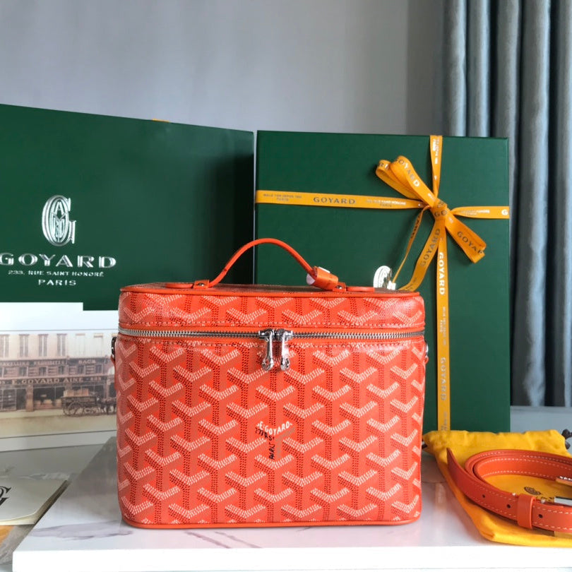 Goyard Muse Vanity Case 20 in Orange Goyardine Canvas