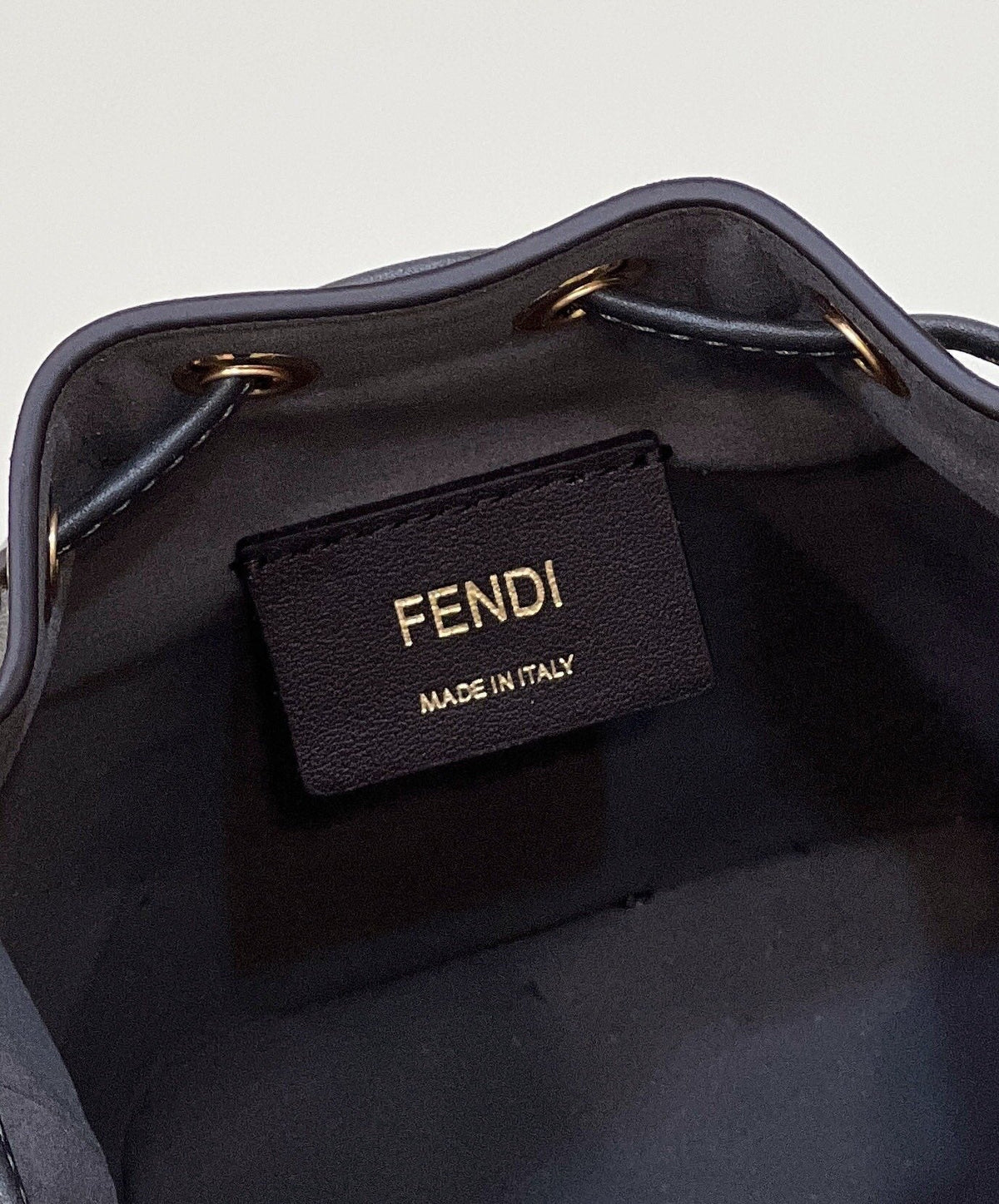 Fendi Mon Tresor Mini 18 Bag in Black Mix Grey Ff Fabric with Gold Hardware