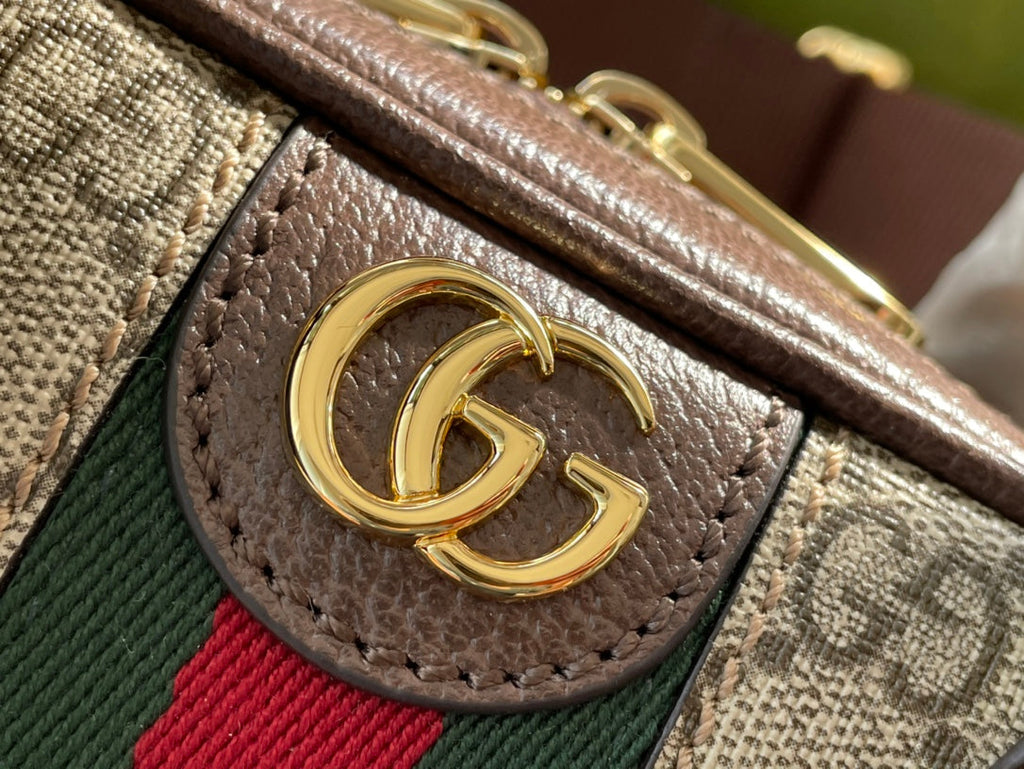 Gucci Ophidia Small 21 Shoulder Bag Beige and Ebony Supreme Canvas