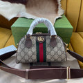 Gucci Ophidia Small 21 Shoulder Bag Beige and Ebony Supreme Canvas