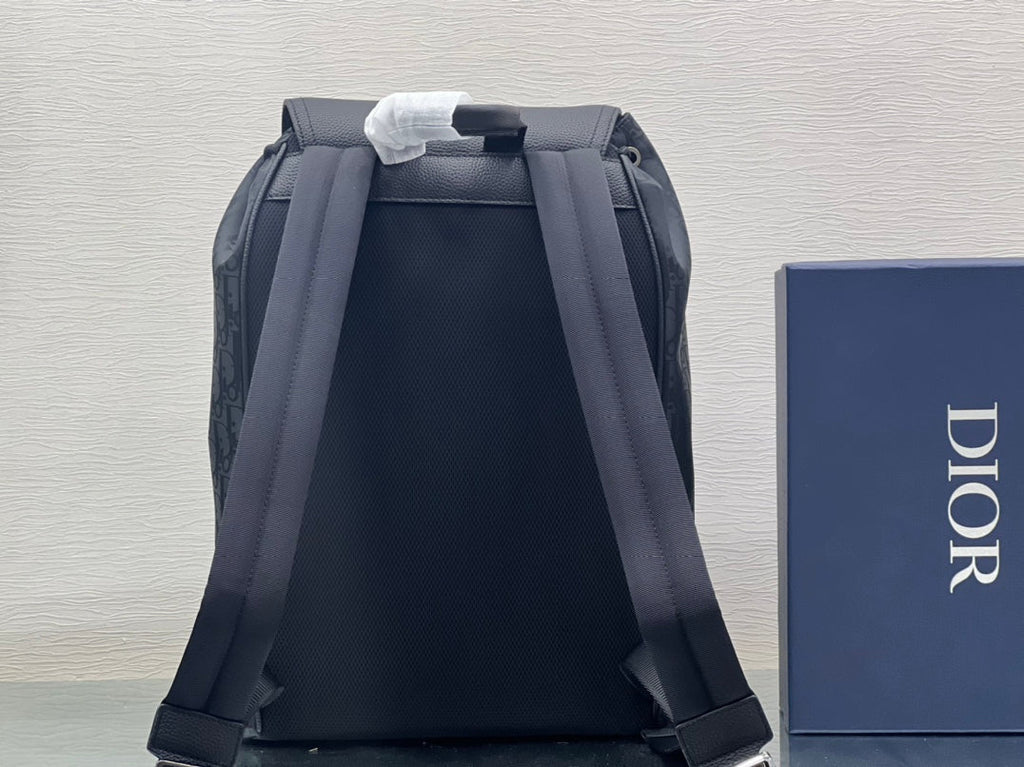 Dior Medium Backpack 38 in Black Oblique Mirage Calfskin