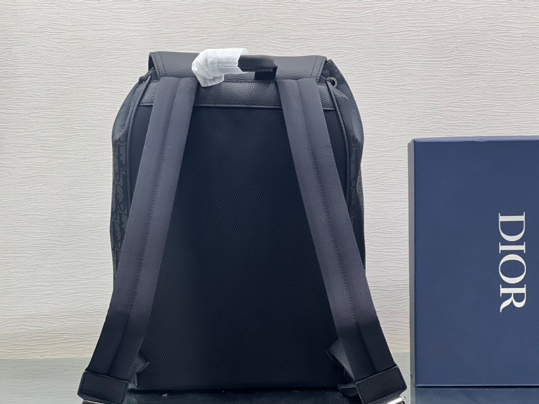 Dior Medium Backpack 38 in Black Oblique Mirage Calfskin