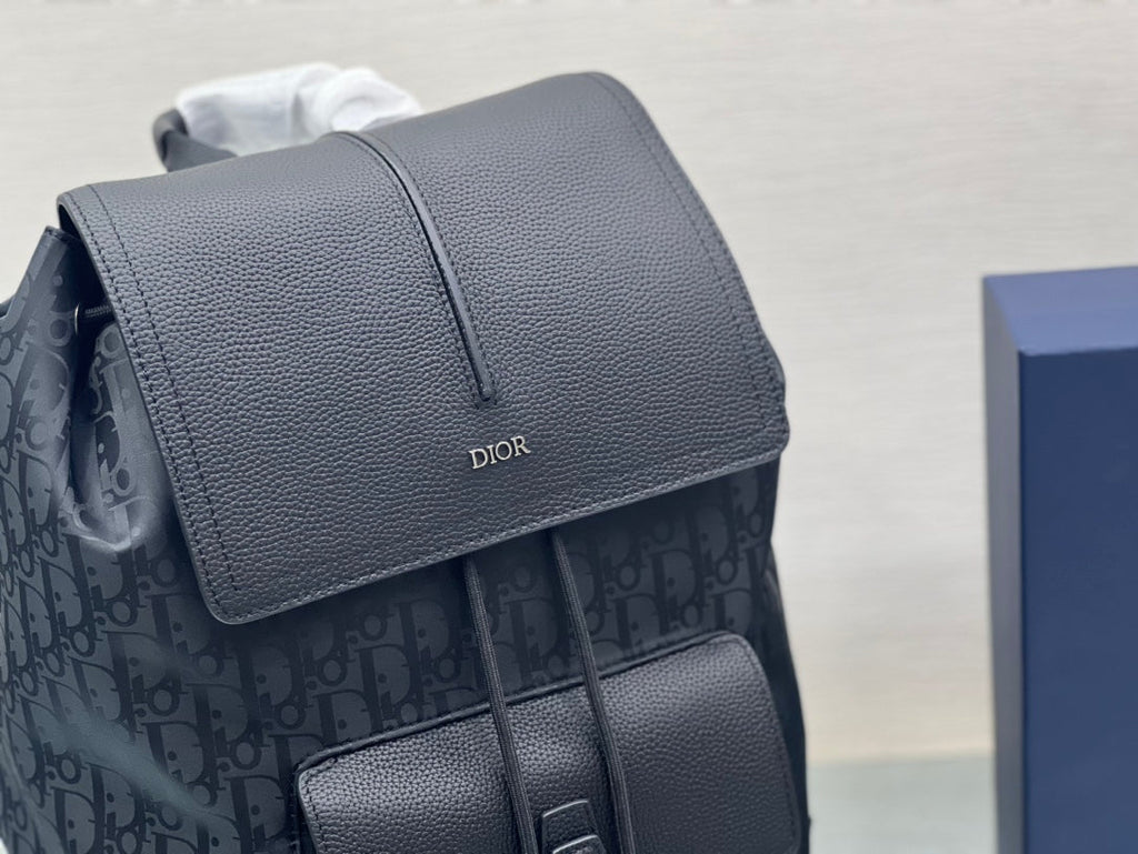 Dior Medium Backpack 38 in Black Oblique Mirage Calfskin
